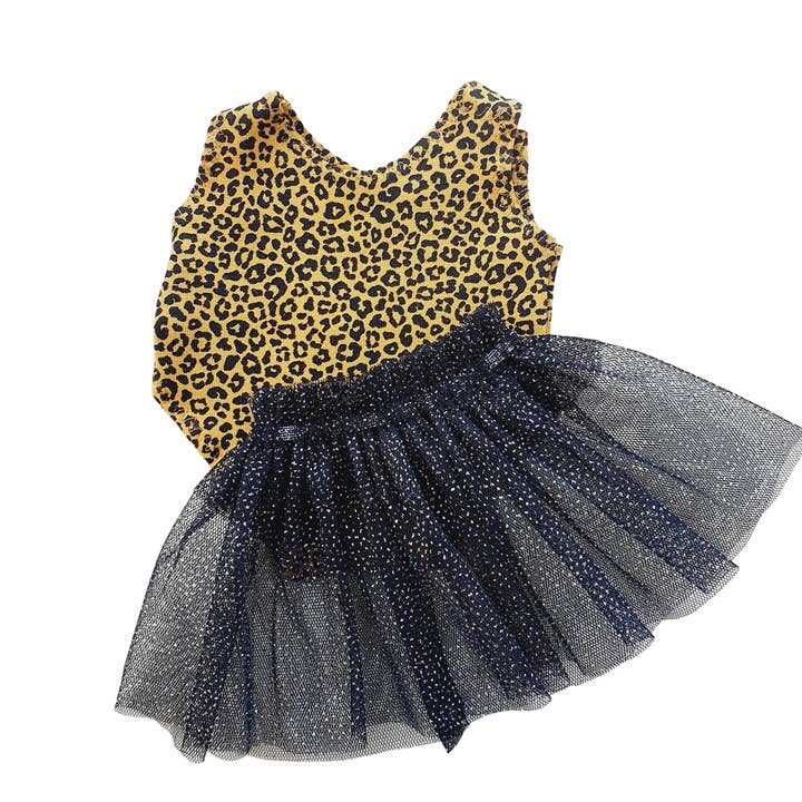 Sennepsgul leopard-body og tutu for engroshandel hos Maman Poule et Papa Coq