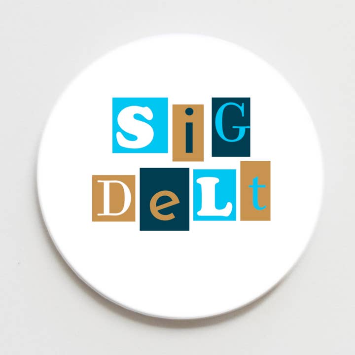 Sigma Delta Tau Collage Greek Button - 2.25 inch for wholesale by Good Vibez Collegiate