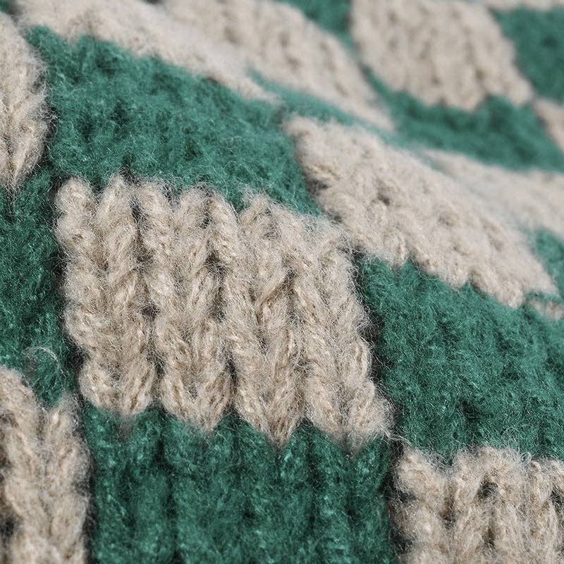 Dipped Shop - Wholesale Beanie - Women's - Plaid Contrast Color Warm Knit Beanie DPKB30198