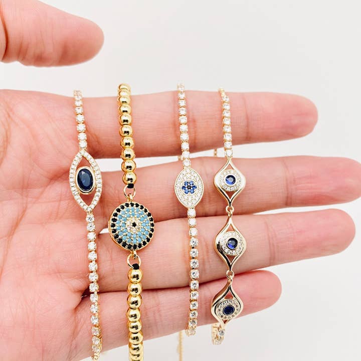 Mio Queena - Wholesale Charm/Dangle Bracelet - Multi-style Zircon-inlaid Evil Eye Bracelet