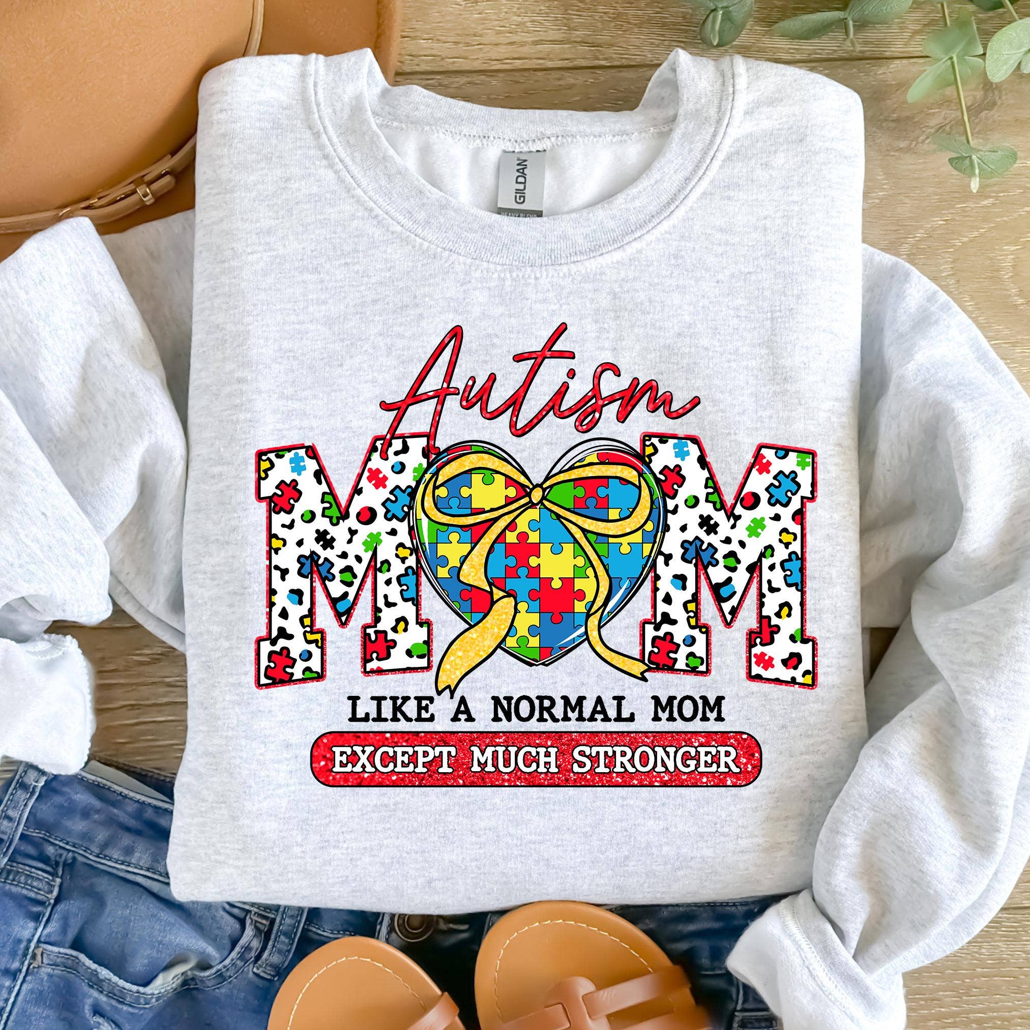 NVC Ecommerce LLC – Engroshandel Grafisk Sweatshirt - Dame – Retro Autisme Mor T-shirt, Autisme Hjerte Sweatshirt, Autisme Mama3