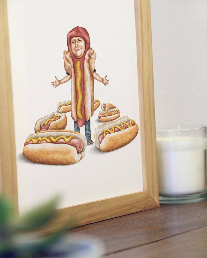 Celebs on Sandwiches - Wholesale Art Print - Tim Robinson - Hot Dogs - Watercolor Print3