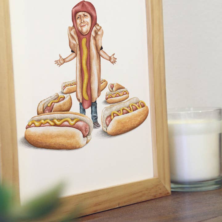Celebs on Sandwiches - Wholesale Art Print - Tim Robinson - Hot Dogs - Watercolor Print3
