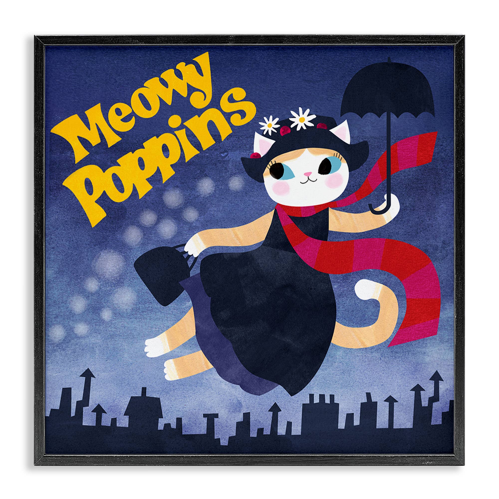 Stupell Industries - Wholesale Wall Sign - Meowy Poppins Cat Parody - Framed Wall Art0