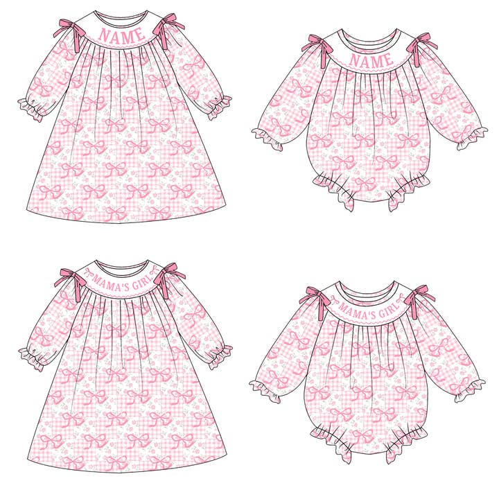 2026 Valentine's Day Custom Name "MAMA'S GIRL" Smocked Embroidered Collection for wholesale by Auraquise