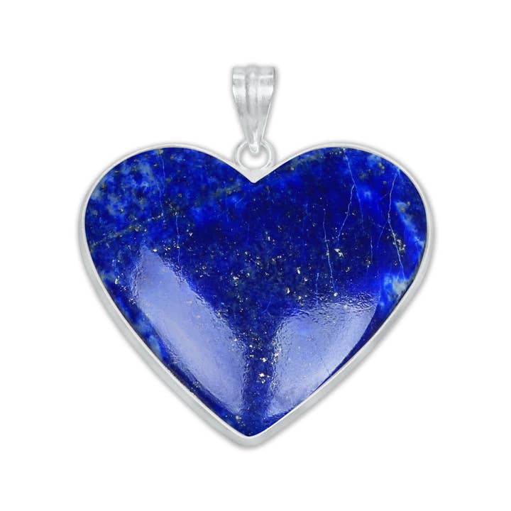 Handmade Jewels - Wholesale Individual charm/pendant - Lapis Lazuli Heart Pendants - Silver Plated, Mixed Sizes, Simple Works12