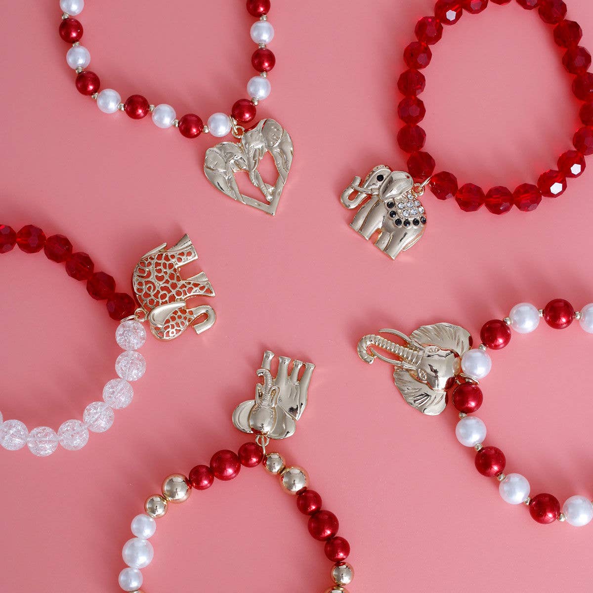 Red White Gold DST Sorority Elephant Bracelets for wholesale on Faire2
