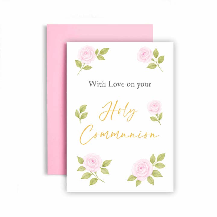 Huxters - Wholesale Religious Card - On a Special first Holy Communion Gold Floral Card