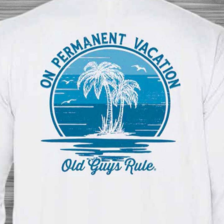 White On Permanent Vacation - UPF 50+ Sun Shirt for wholesale on Faire