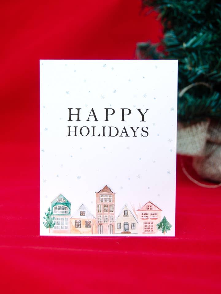 Happy Holidays City Greeting Card for wholesale by The Jewelry Bx