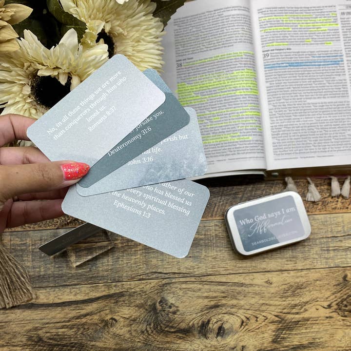 Dear Bold Believer - Wholesale Religious Card - Who God says I am Nature Bible Verse Cards in Tin2