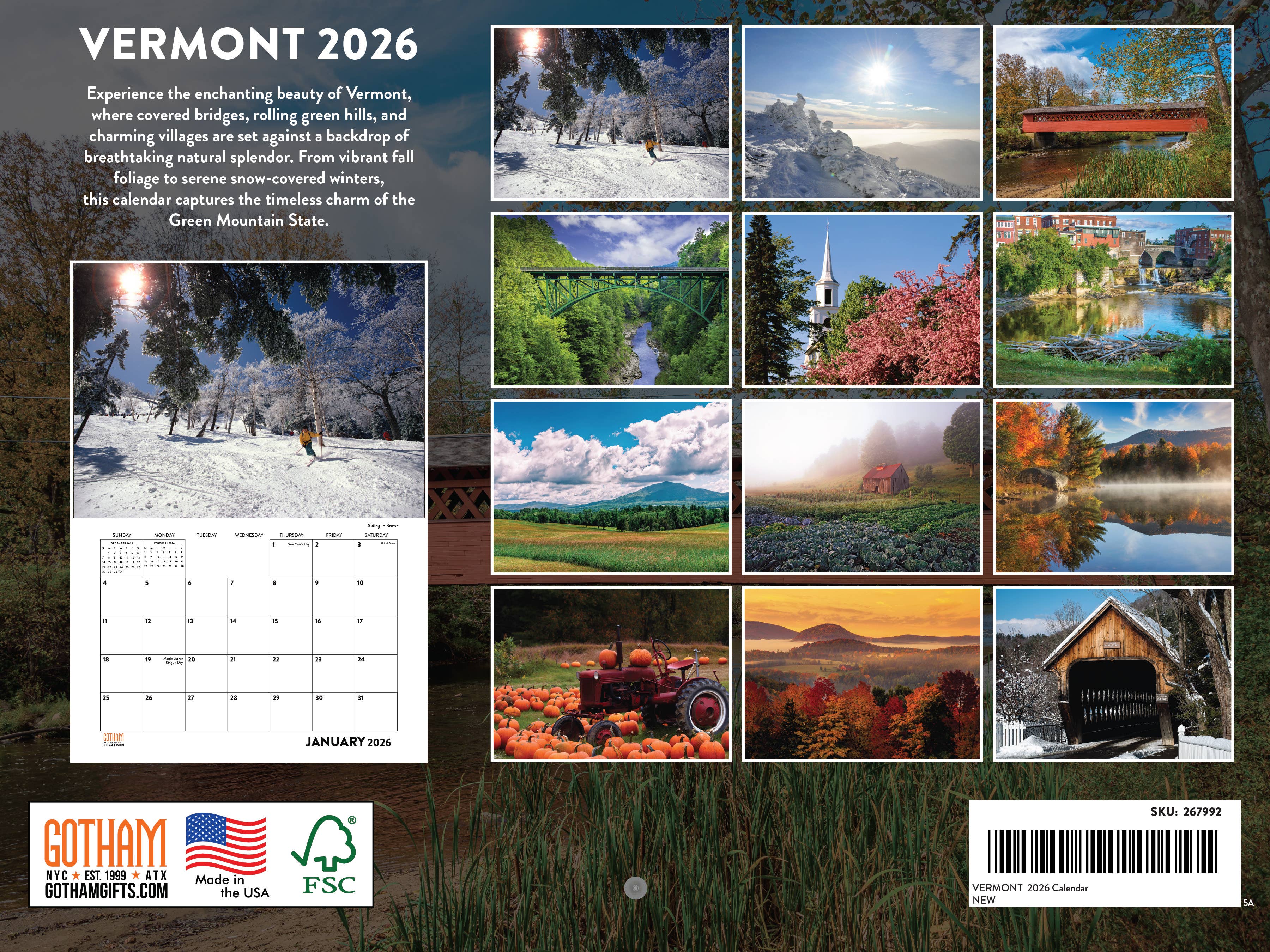 Multi Color Vermont Calendar 2026 for Locals for wholesale on Faire1