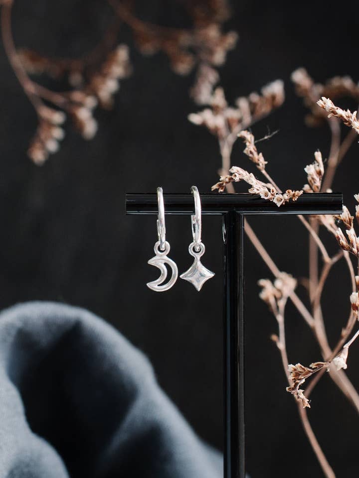 Moon & Star Hoop Earrings for wholesale by Honeydew Club