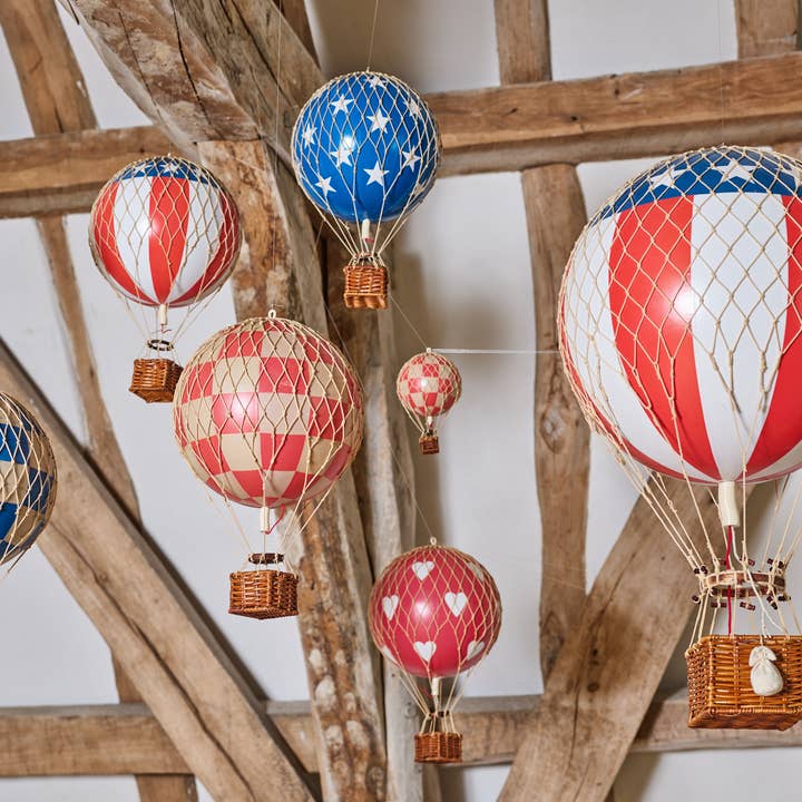 Authentic Models - Vente Décorations de table - Montgolfière Flottant Le Ciel - Check Bleu