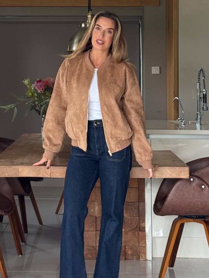 Arwen Suedette Klassisk Bomberjacka Sten för wholesale av Girl In Mind