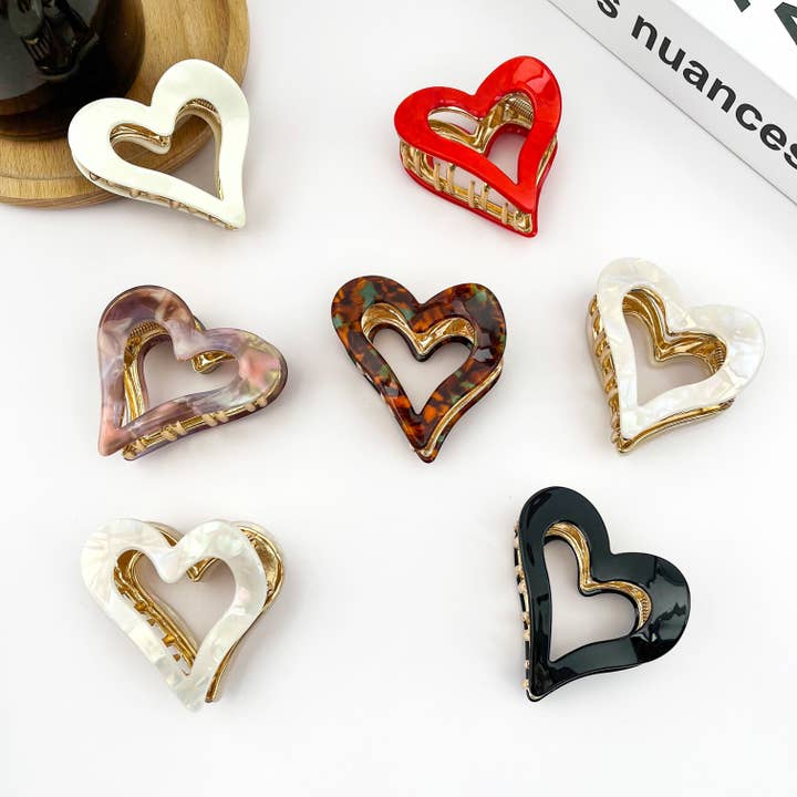 Heart-Shaped Metal Hair Claw Clip, Valentine's Day Hair Clip for wholesale by TheDivaSoap