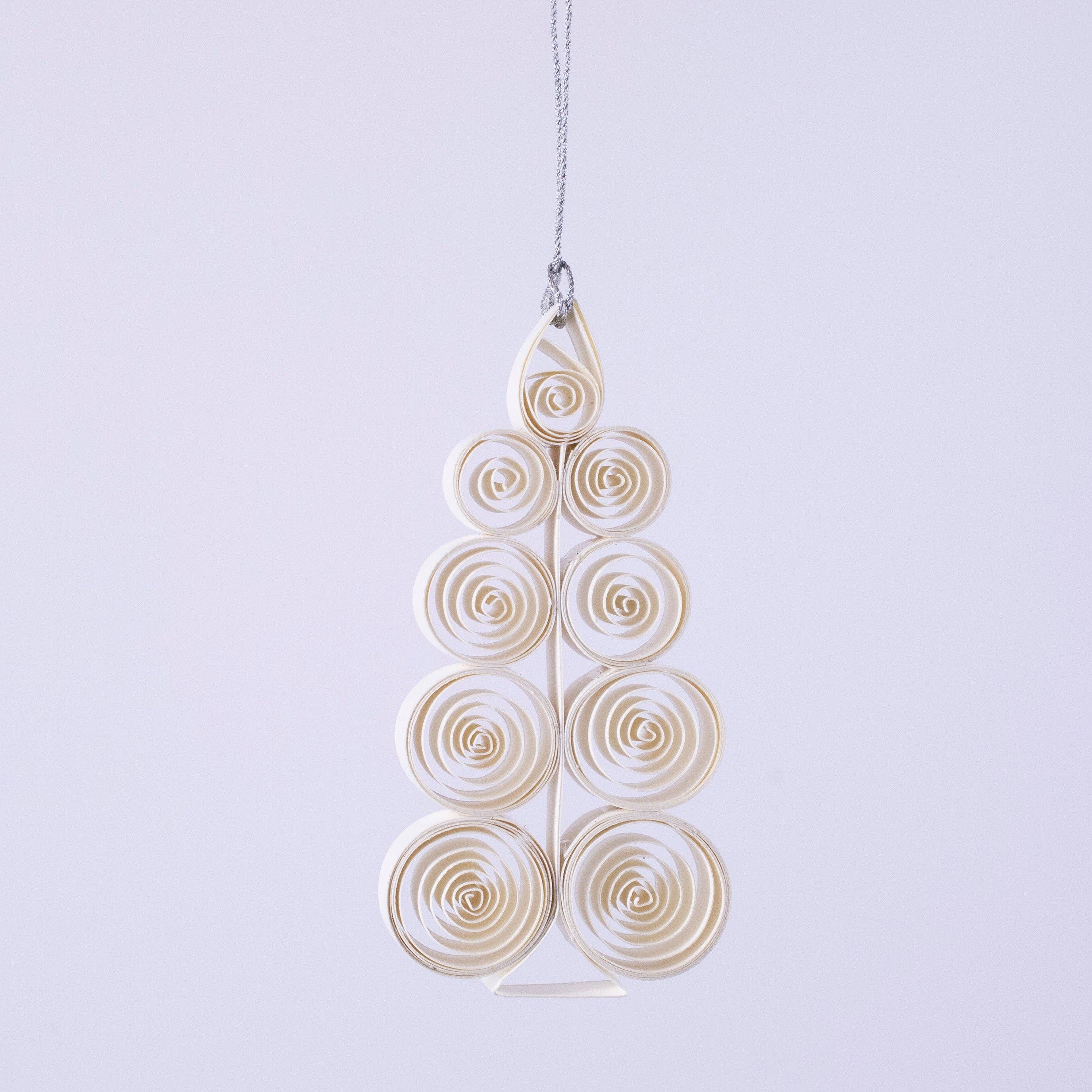 Artschatz LLC – Großhandel Verzierung – Quilling-Weihnachtsbaum „Juletre“ weiß - 4 Zoll Ø | Weihnachten/Winter2