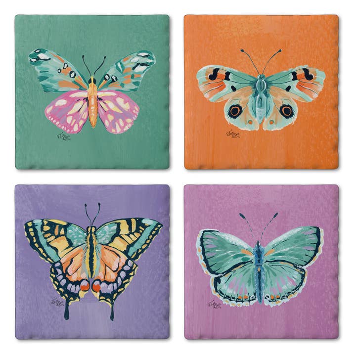 "Beautiful Beauties" 4 Pack Assorted Image Coaster Set for wholesale by CounterArt/Highland Home/Thirstystone