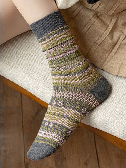 Sweetkama - Wholesale Socks – Women's - Ladies Vintage Bohemia Totem Knit Socks SKASC41776
