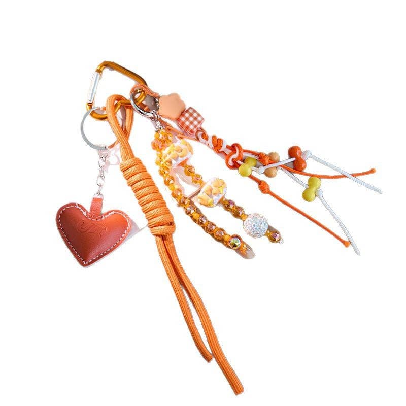 Dipped Shop - Wholesale Keychain - Women's - Cute Leather Heart Braided Keychain Bag Charm DP257655