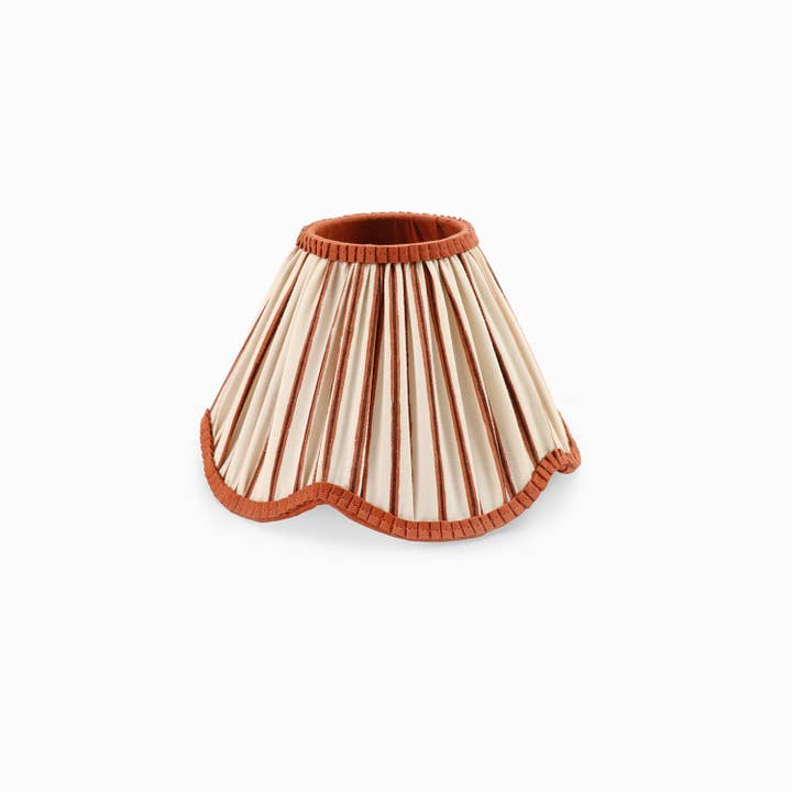 Craft Boat - Wholesale Lamp Shade - SCALLOPED PLEATED LAMPSHADE - BRICK RED SHADOW STRIPE1