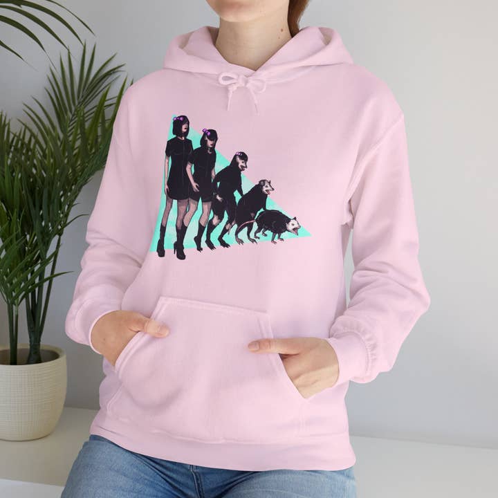 Sudadera con capucha unisex de mezcla pesada Opossum Girl para venta al por mayor de LVB Art