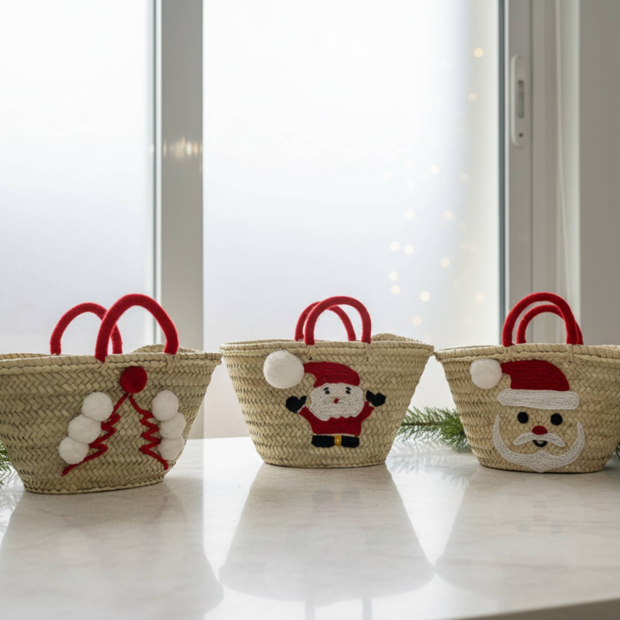 Melecraft – Großhandel Weihnachtsschmuck – Weihnachtsdekor-Korb – Geflochtene Palmblatt-Tasche11