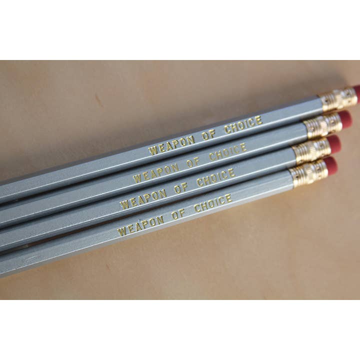 Weapon of choice, foil pencils, set of 6 for wholesale by Wishbone Letterpress