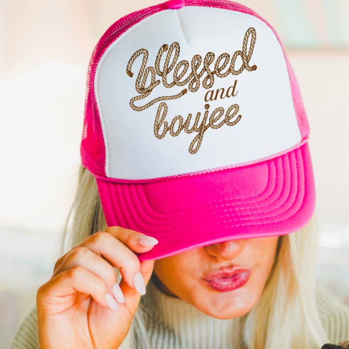 Preppy Blessed & Boujee Trucker Hat Western Country for wholesale by Gia Gifts Boutique