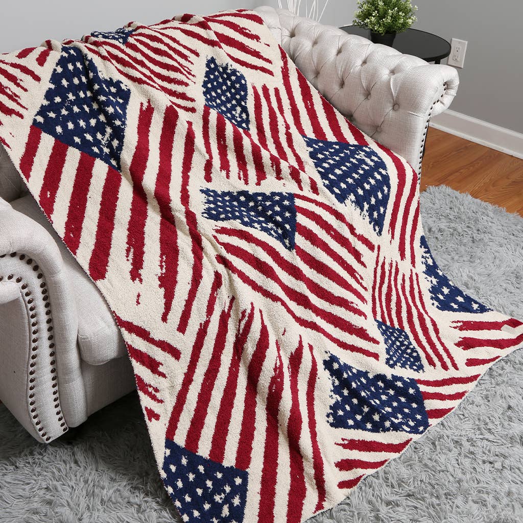 RDNV American Flag Pattern Print Soft Throw Blanket  for wholesale on Faire1