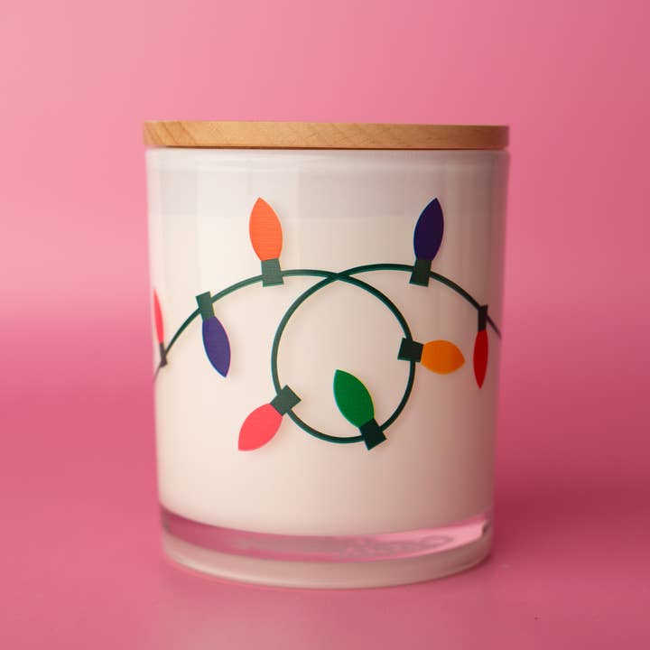 Christmas Lights Printed Candle for wholesale by Unplug Soy Candles