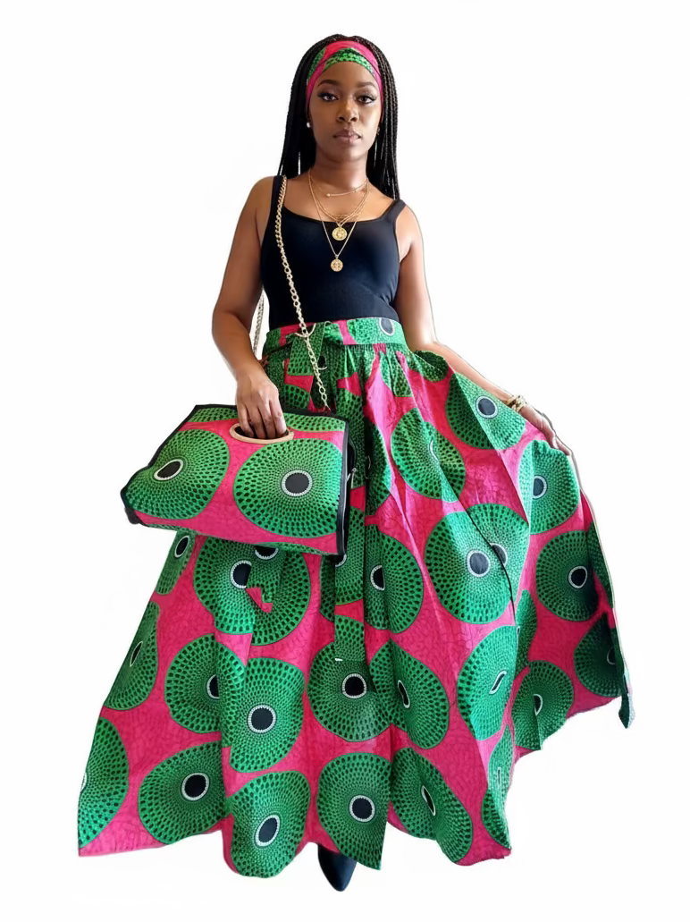 India Batik - Wholesale Dress - Women's - 3pcs Set Maxi Skirt Pocketbook wrap Dress G2