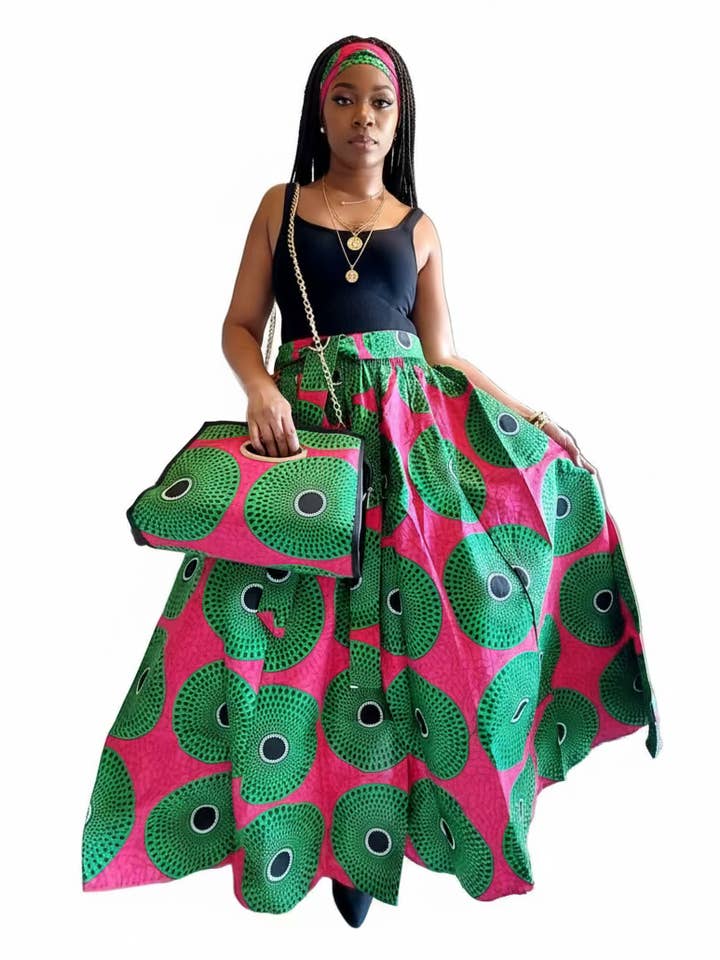 India Batik - Wholesale Dress - Women's - 3pcs Set Maxi Skirt Pocketbook wrap Dress G2