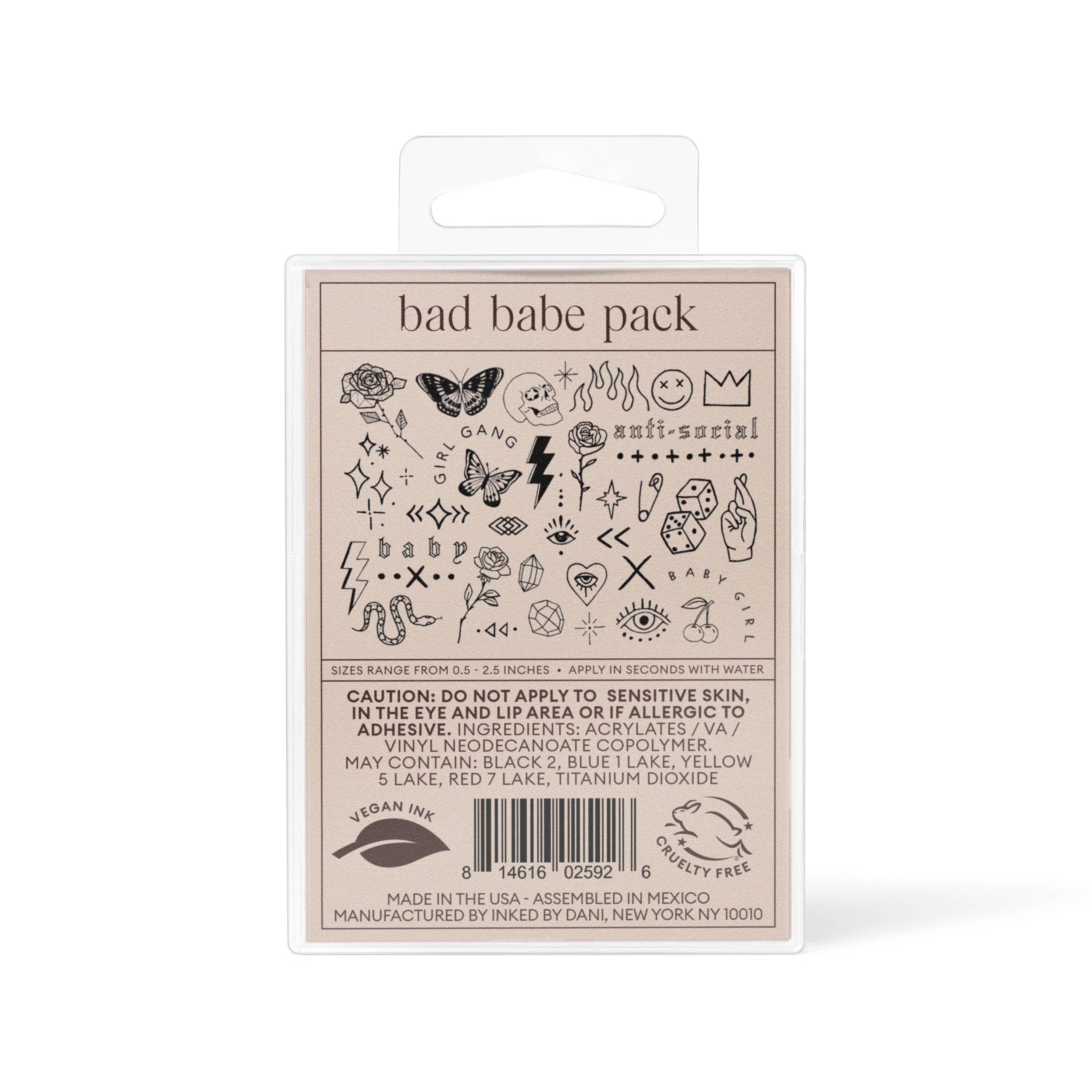 INKED by Dani - Wholesale Temporary Tattoo - Bad Babe Temporary Tattoo Pack2
