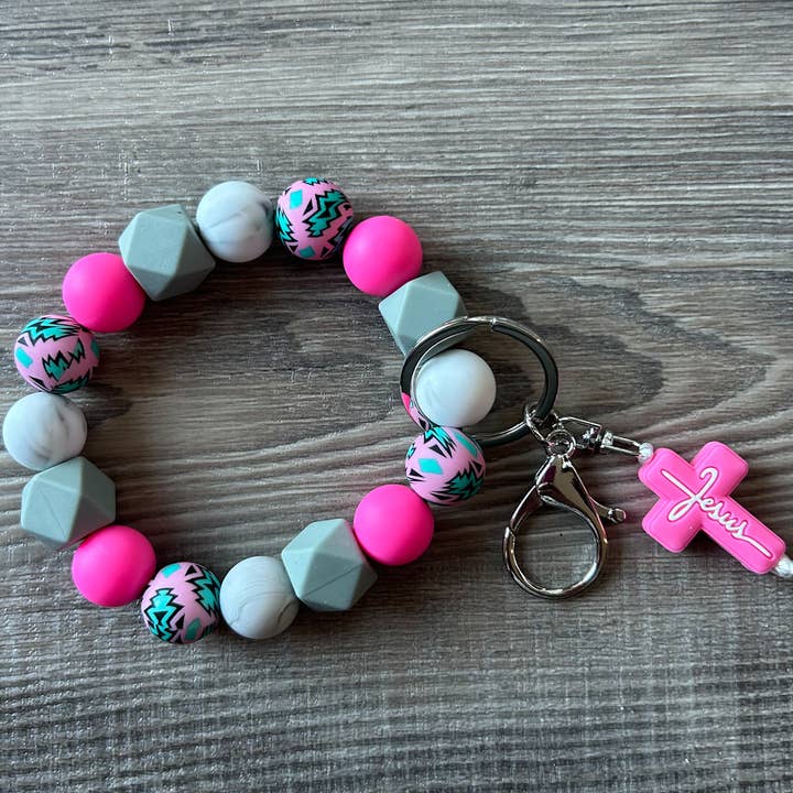 JILLIAN INK LLC - Wholesale Keychain Bracelet - Faith Jesus Cross Wristlet Keychain5