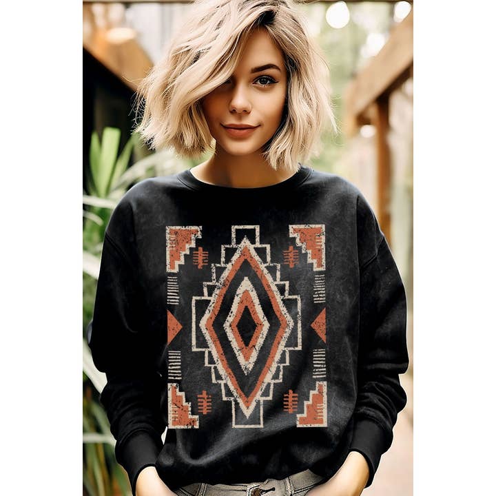 HRTandLUV - Venta al por mayor Sudadera - Mujer - SUDADERAS VINTAGE CON ESTAMPADO DE MINERALES AZTECAS