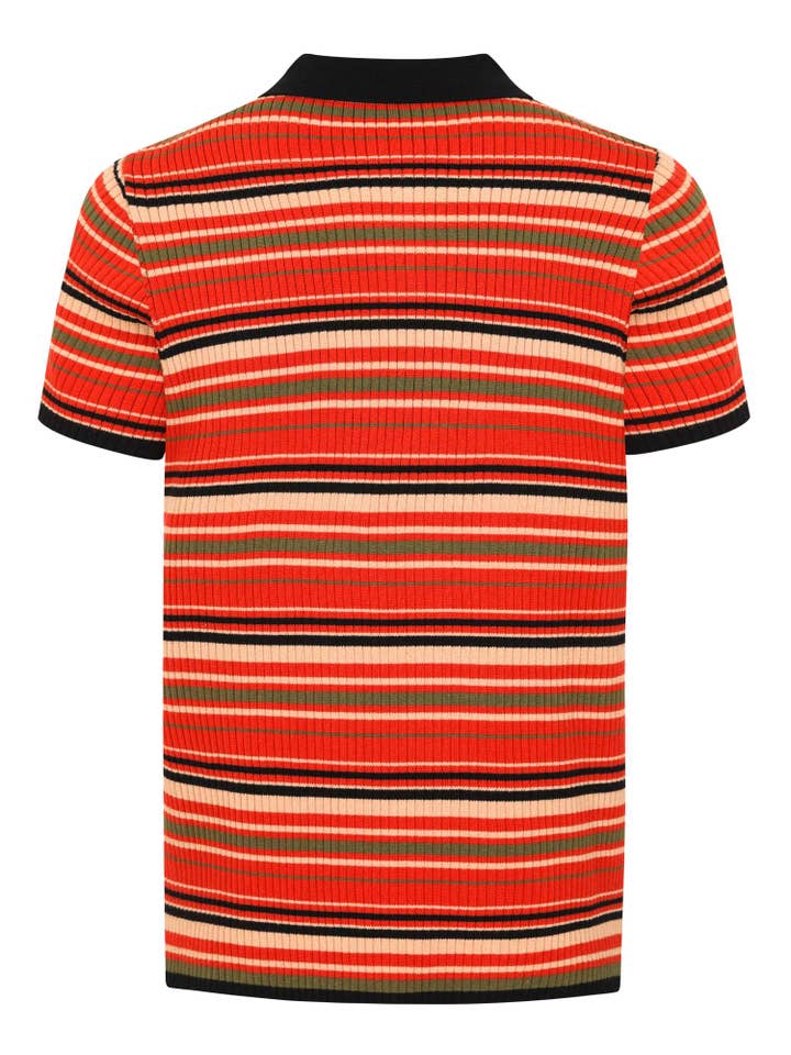 BLKORG Pablo Striped Knitted Polo Black & Orange for wholesale on Faire2