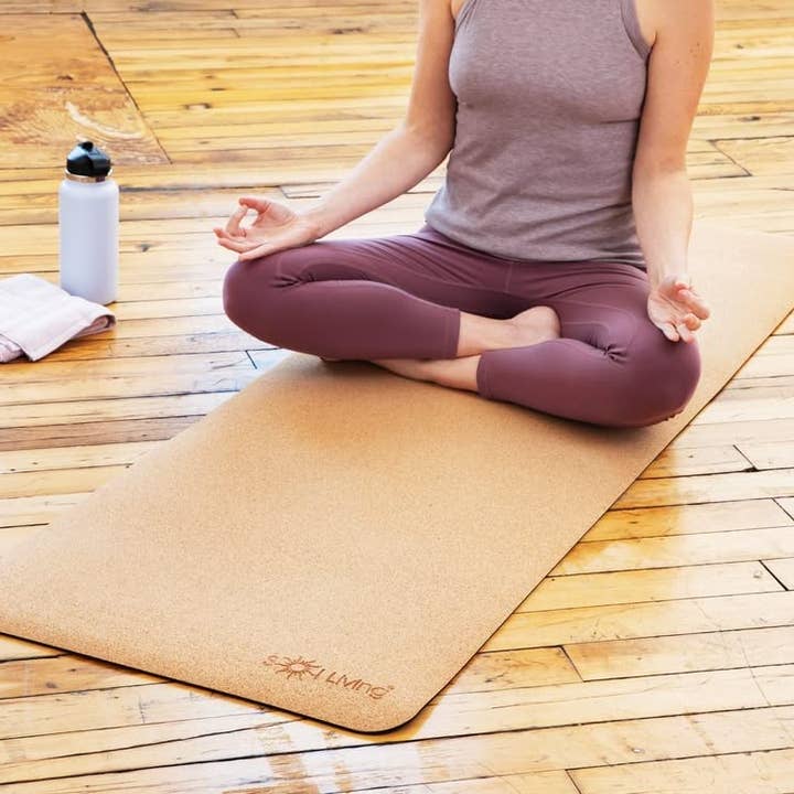 Yoga Mat Cork Non Slip Extra Thick Exercise Mat - Brown for wholesale on Faire6