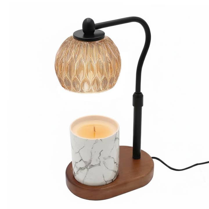 Candle Warmer Lamp - Crystal Glass & Wood Base - Black for wholesale by Candyl