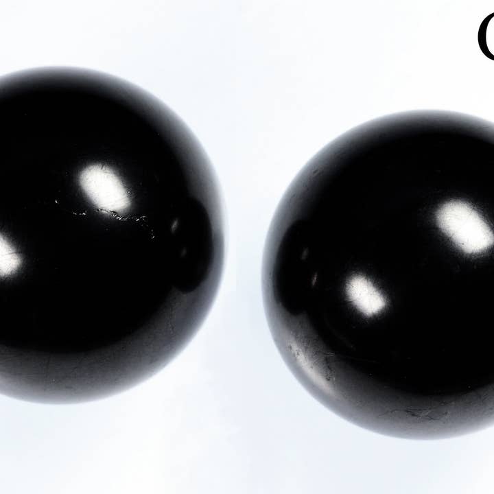 Crystal River Gems LLC - Wholesale Spiritual Stone/Crystal - Qty-1 Pair of Shungite Baoding Massage Relaxation Balls w/ velvet bag - 40mm1