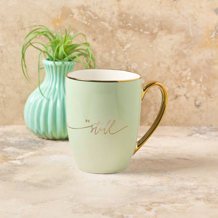 Christian Art Gifts - Wholesale Coffee Mug - Mug Mint/Cream Be Still & Know