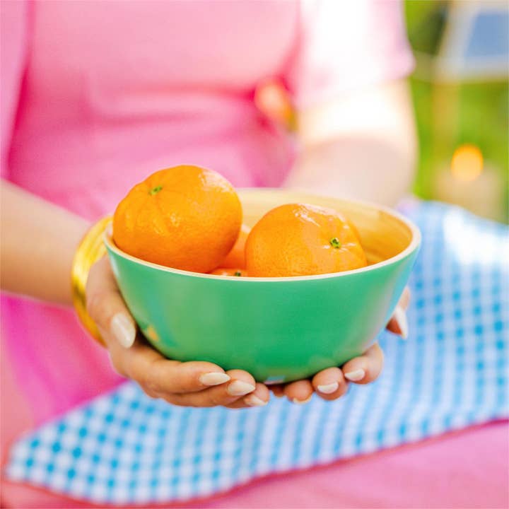 Bowl - Green Spun Bamboo, Sm (Pk/06) for wholesale by Audrey's Home & Gift