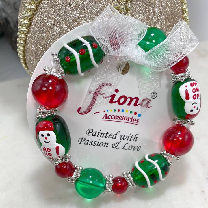 Fiona Accessories - Vente Bracelet de perles - Bracelets extensibles en verre peint de Noël, 36 pièces4