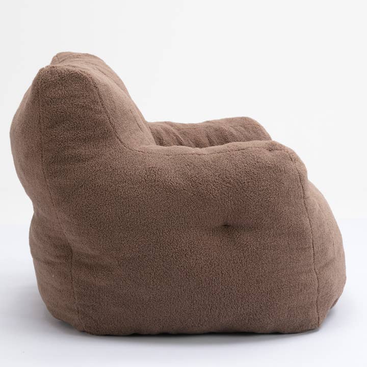 39F Inc. - Vente Chaises - Fauteuil poire en peluche Tufted Coffee Teddy avec rembourrage en mousse11