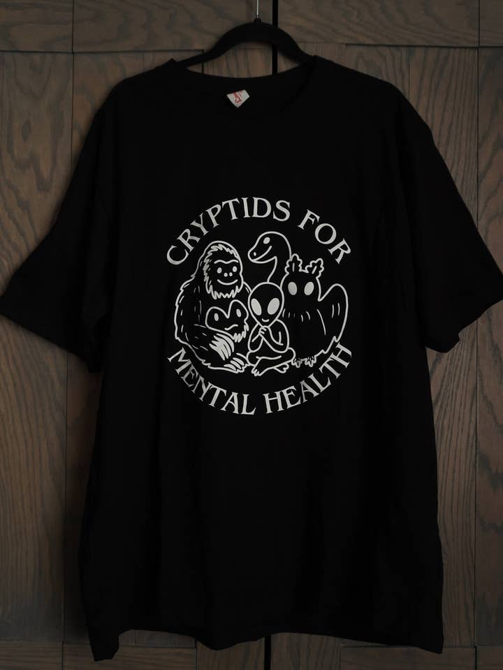 Cryptids For Mental Health T-Shirt - Black for wholesale by CDW Artistry