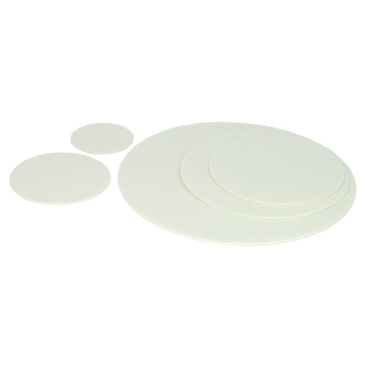 Felt coaster/placemat wool white, round, size selection for wholesale by Filzschneider