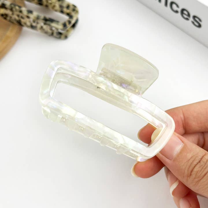 TheDivaSoap - Wholesale Hair Clip - Women's - Classic Rectangle Hollow Claw Clip, Acetate Square Hair Clip8
