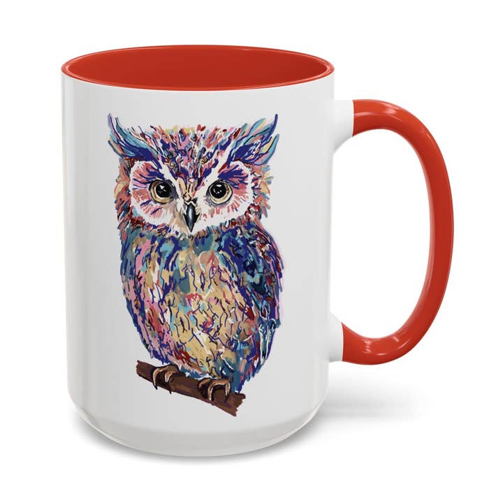 Caneca de Cerâmica Bicolor Coruja Colorida - 325 ml e 443 ml por atacado de Blue Cava