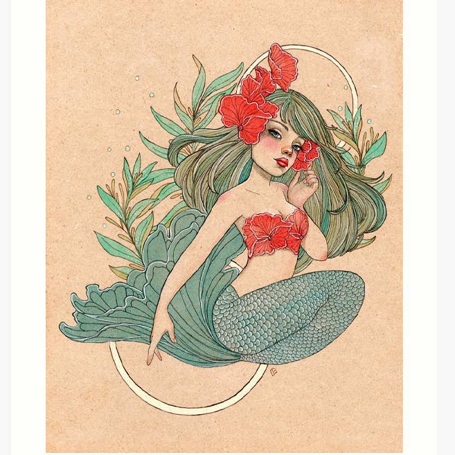 Deep Ocean sjöjungfru konsttryck för wholesale av The Art of Lea Barozzi