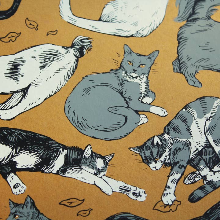 Field Sparrow Studio - Wholesale Art Print - Cats 12x12 Screen Print2